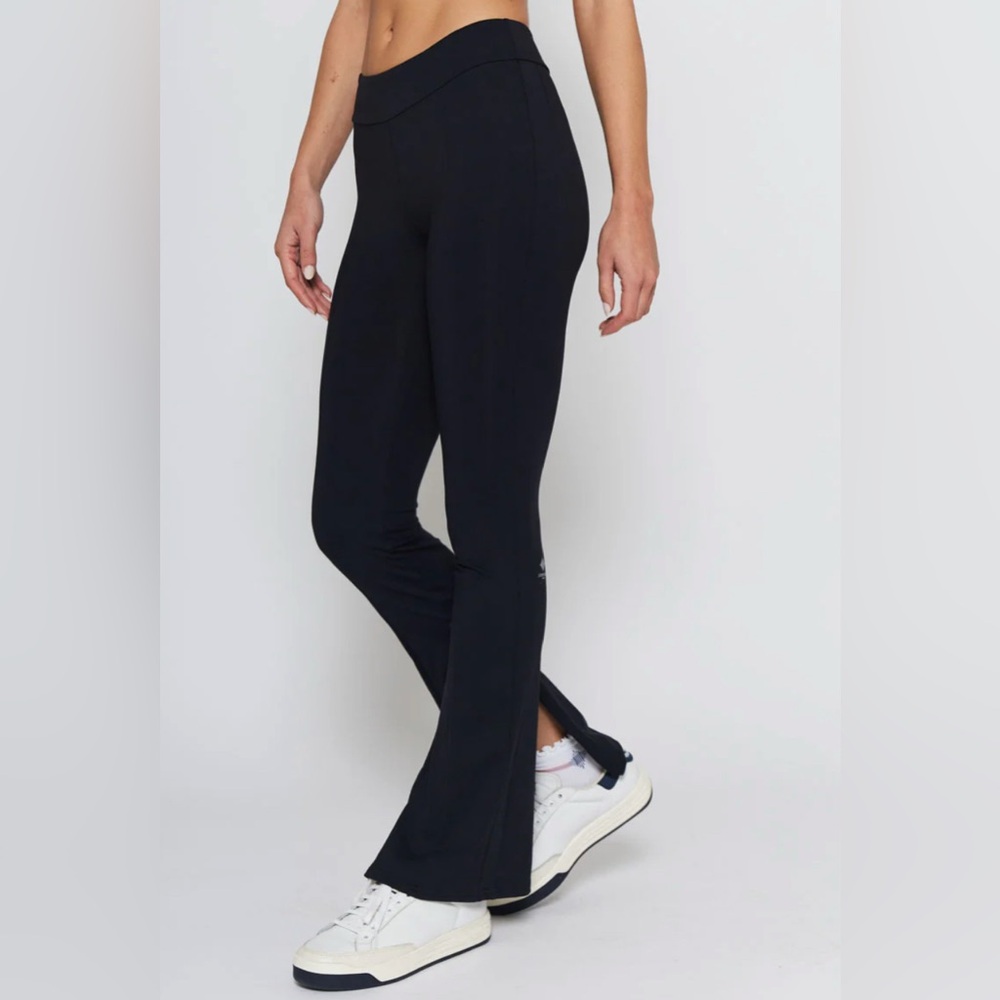L'ETOILE SPORT SPLIT HEM PANEL PANTS Women's Black Flare Pants Sz M